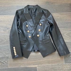 Faux Leather Blazer